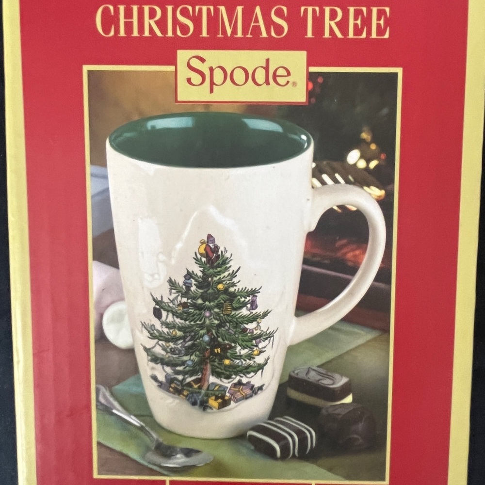 Spode Christmas Tree Pattern Green Interior Mug 22 oz NIB